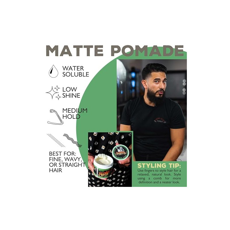Suavecito Pomade - Pomada mate Suavecito, pomada mate sin brillo