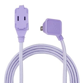 Globe Electric 22892 Designer Series 9-ft Fabric Extension Cord, 3 Polarized Outlets, Right Angle Plug, 125 Volts, Metallic Purple