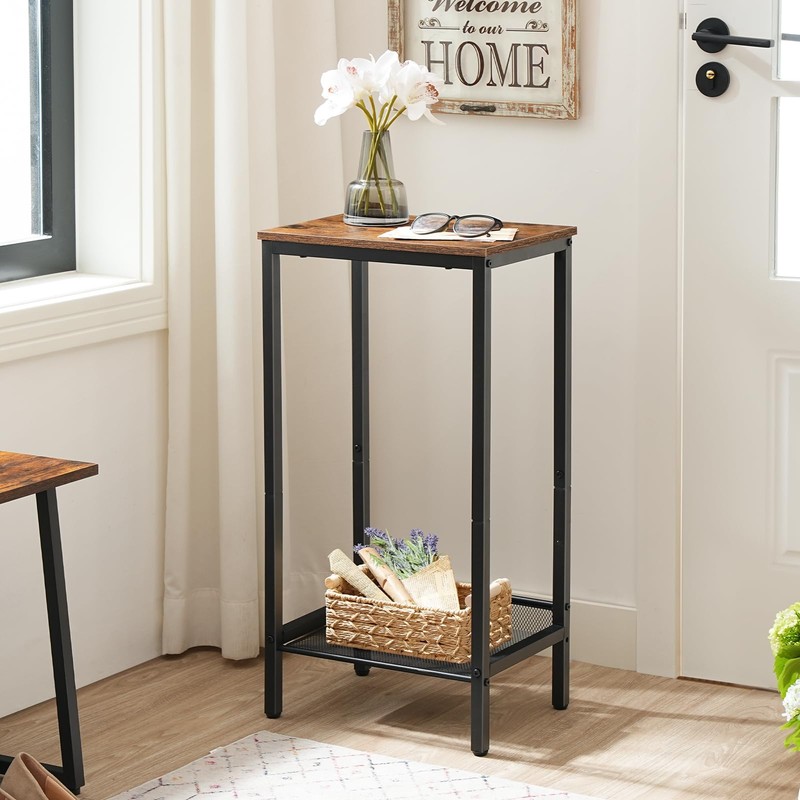 HOOBRO Tall Side Table, Industrial End Telephone Table with Adjustable