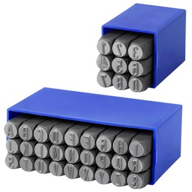 Number and Letter Stamp Set, 5/32"(4mm) Spring Steels Stamping Kit, A-Z & 0-9 36 PCS Metal Punch Press Tool for Metal Plastic Wood Leather & More