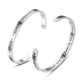 TONY & SANDY Friendship Gifts for Women Friends are the Family We Choose Cuff Bracelet Best Friend Birthday Gifts Women Christmas Unique Jewelry Gifts for Best Friend Female BFF Bestie