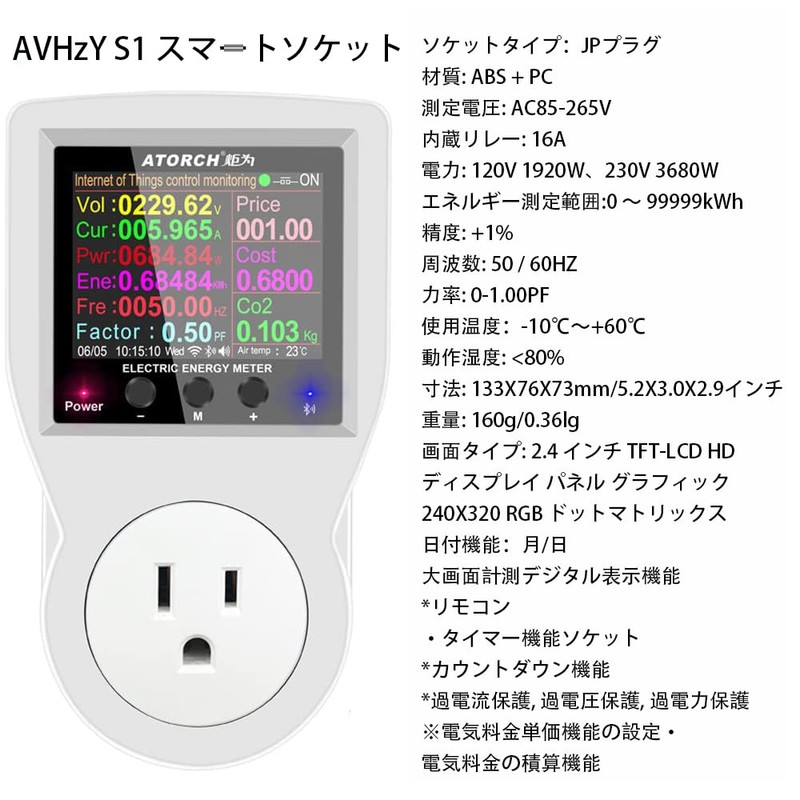 WiFi Watt Meter, Plug-in JP Socket Power Meter, Electricity Bill