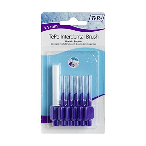 Tepe 1.1 mm Interdent Purple Brushes - (Pack of 6)