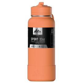Hydrapeak 32oz Sport Insulated Water Bottle with Straw Lid, Leak & Spill Proof, Keeps Drinks Cold for 24 Hours, Hot for 12 Hours, Premium Stainless Steel Water Bottles (32oz, Apricot Crush)