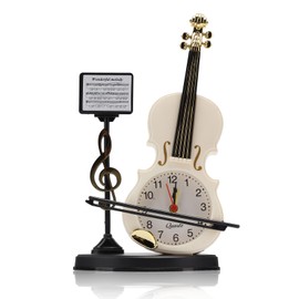 Enforose Violin Alarm Clock, Creative Digital Desk Time Clock Novelty Bedside Clock Violin Model Figurine Ornament for Kids Adults Bedroom Table Office Decor(2165B)