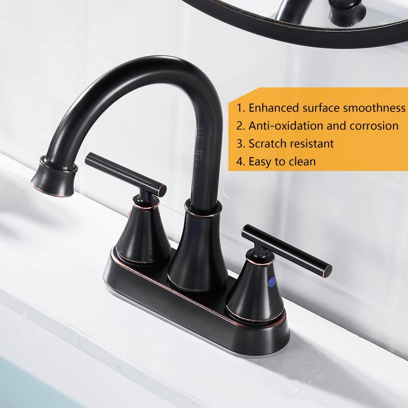 Fransiton Bathroom Sink Faucet 4 Inch 2 Handle Centerset Oil