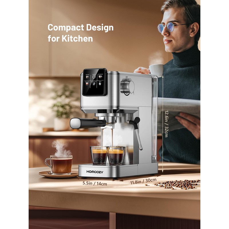 HomCozy Espresso Machine 20 Bar Coffe Maker with Rapid Cold