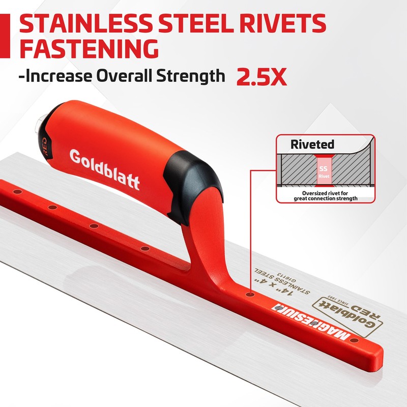 Goldblatt RED Professional Drywall Trowel, 14"x 4" Stainless Steel Finishing