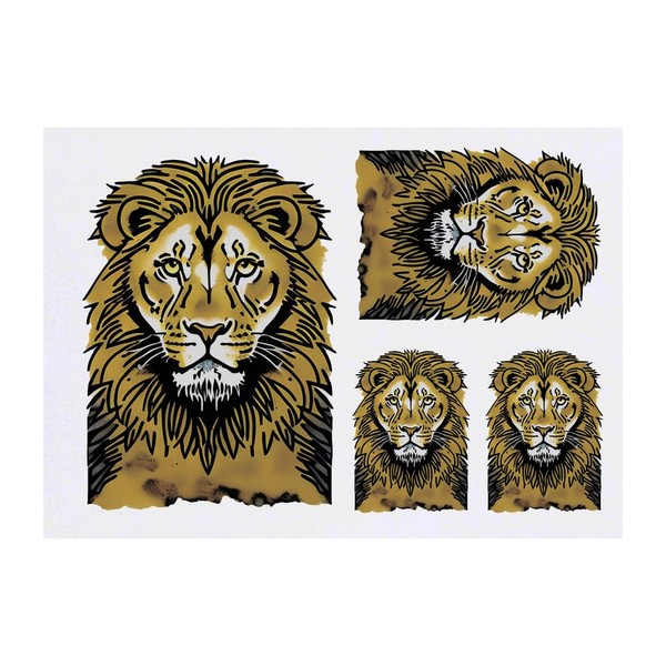 Azeeda 4 x 'Sitzender Löwe' Temporäre Tattoos - Wasserfest, Hautfreundlich