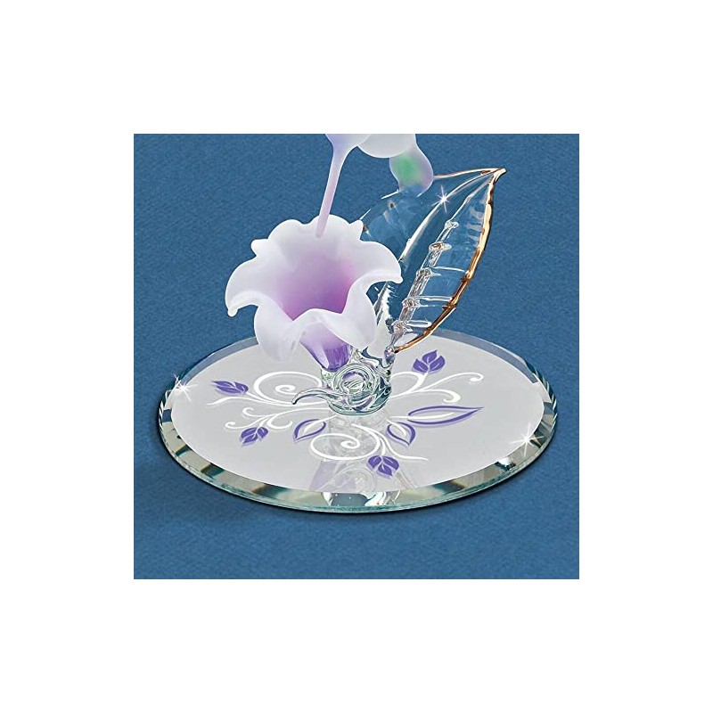 Glass Baron ~ Hummingbird with White and Lavender Flower