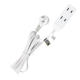 ExtensionPro 16 AWG 2 Prong Extension Cord 6 ft, 13A 3-Outlet Extension Cords 3 Polarized Outlets with Safety Slide Windows, 13 Amp, 1625 Watts, White