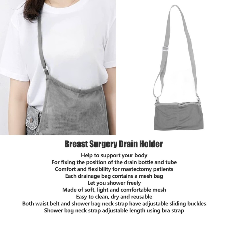 Mastectomy Drainage Bag, Mastectomy Drain Holder Soft Adjustable Reusable Breast