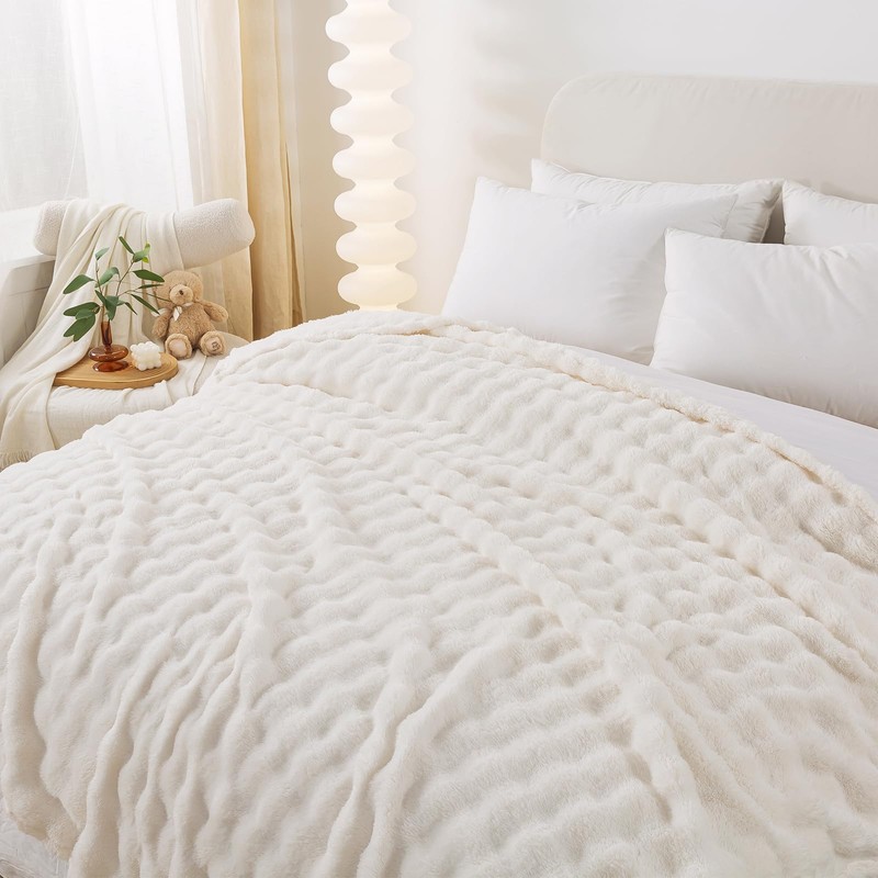 DJDEA Large Soft Fleece Throw Blanket White 127 * 153
