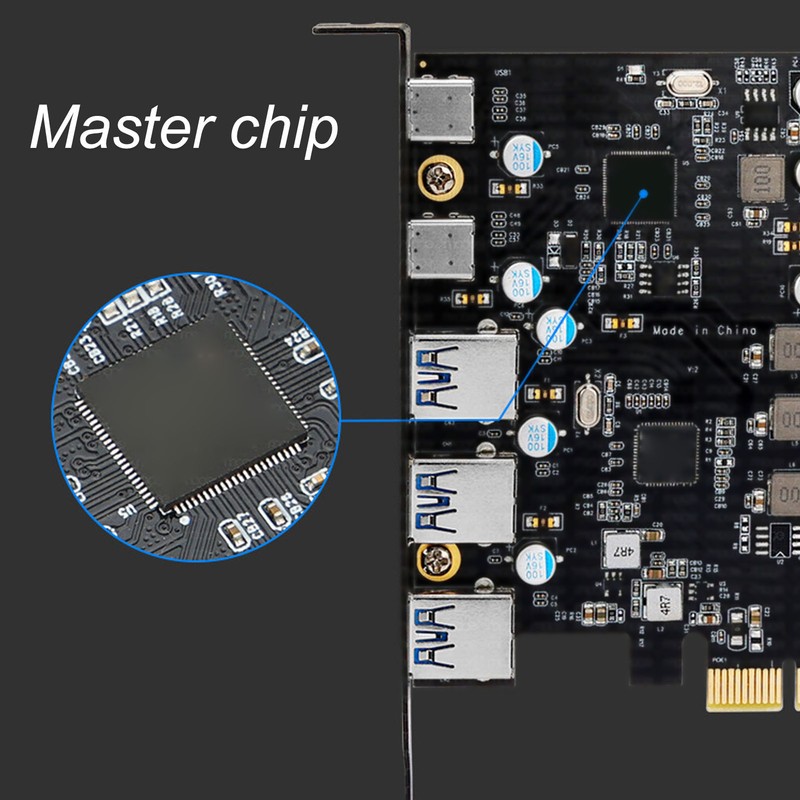 PCI E to USB Expansion Card 7 Ports 5Gbps USB