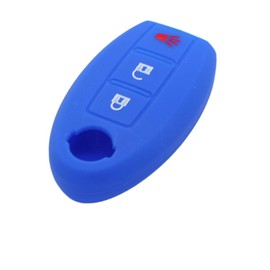 SEGADEN Silicone Cover Protector Case Holder Skin Jacket Compatible with NISSAN 3 Button Smart Remote Key Fob CV9501 Deep Blue