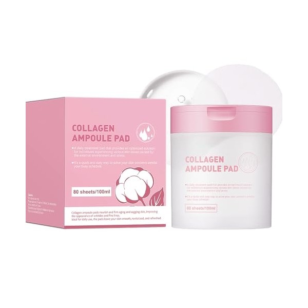 Collagen Facial Pads (80 Count),Exfoliating Resurfacing Pad for Face With