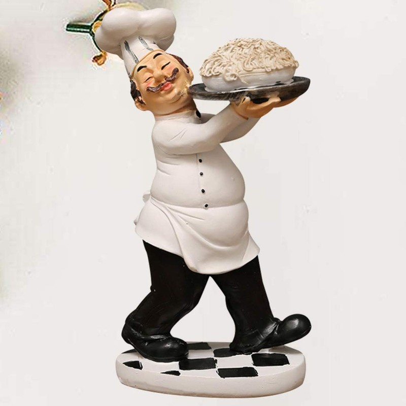 WINOMO Chef Figures Decorative Kitchen Chef Figure Chef with Pasta