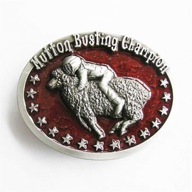 JEAN'S FRIEND Vintage Red Enamel Initial Mutton Busting Champion Belt Buckle also Stock in the US