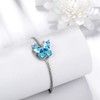 Aurora Tears 925 Sterling Silver Butterfly Bracelet, Butterflies March-Aquamarine Birthstone
