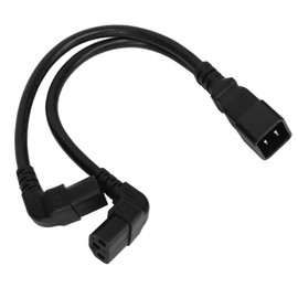 IEC320 C20 to Dual C13 Cord 1 in 2 Out Double Right Angle Y Splitter Power Cable for Desk Lamp Printer 12.6in