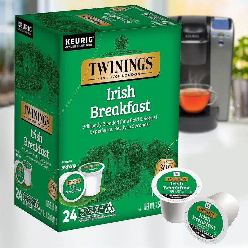 Twinings Irish Breakfast Black Tea K-Cup Pods for Keurig, 24
