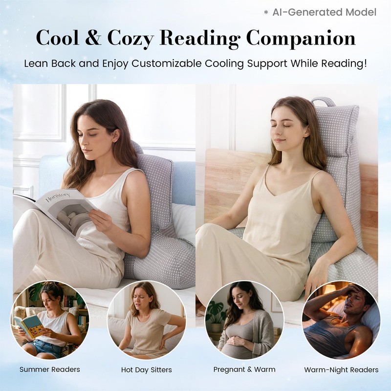 Amélie Home Cooling Reading Pillow with Arms for Adults, Breathable