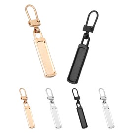 sourcing map Zipper Pull Charm 6 Pcs 1-2mm Thickness Detachable Zipper Pull Replacement Handle Repair Kits Tabs Lock for Coats Jackets Pants Luggage Purse Fasteners, Gold Tone/Silver Tone/Black