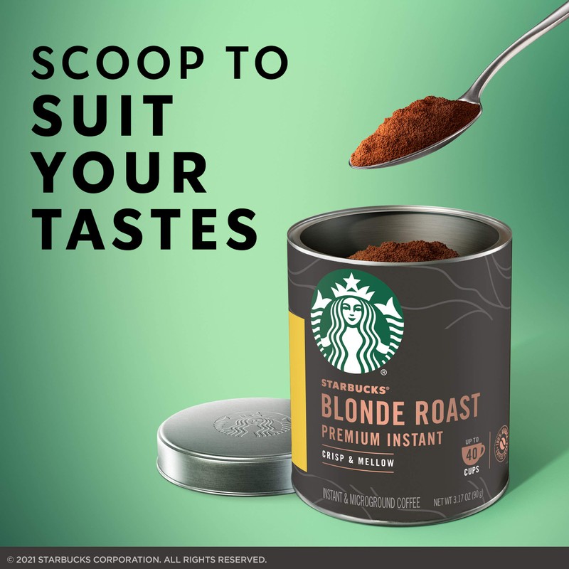 Starbucks Premium Instant Coffee, Blonde Roast, 100% Arabica, 1 Tin