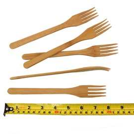BambooMN Premium Solid Bamboo Dinner Fork 8" - All Natural Reusable Dinnerware - 10 pcs