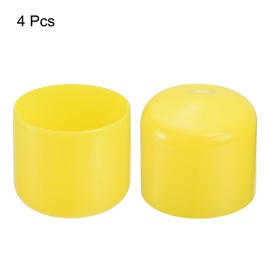 sourcing map 4pcs Rubber End Caps 50mm(2") ID Vinyl Round Tube Bolt Cap Cover Screw Thread Protectors Yellow
