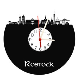 Rostock Skyline Wall Clock with Dial High-Quality Acrylic Glass Clock with Quartz Movement