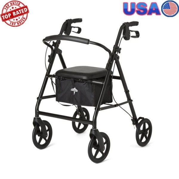 Unbranded Durable Folding Rollator Walker W/ 8 Inch Wheels Adjustable