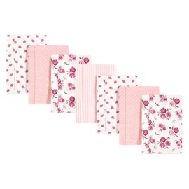 Hudson Baby Unisex Baby Cotton Flannel Burp Cloths, Cream Rose, One Size