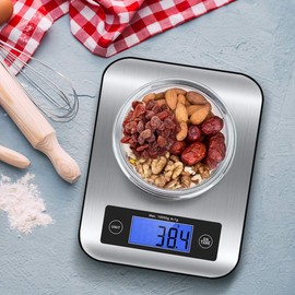 10kg/1g Kitchen Digital Scale LCD Electronic Balance Food Weight Postal Scales, Stainless Steel Digital Food Scale 4 Units, Auto Off, Tare Fuction, Wall-Mounted Kitchen Scale Kitchen Scale