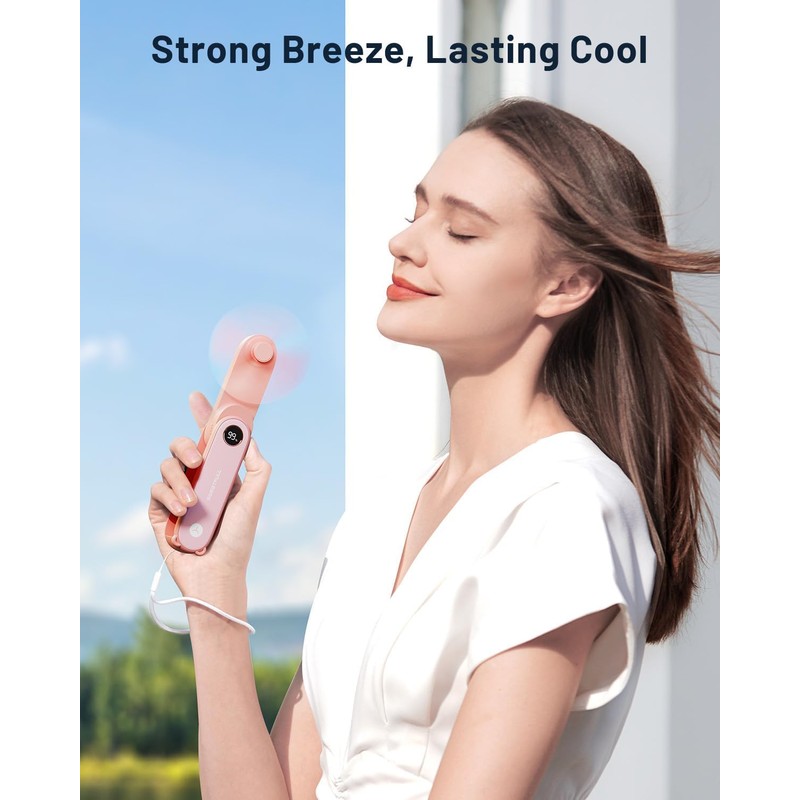 SWEETFULL Portable Handheld Mini Fan with LED Display, 2-in-1 Personal