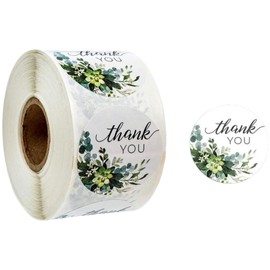 Plus Nao THANK YOU - A13 Thank You Sticker Gift Wrapping Supplies, Flower Pattern, Botanical Pattern, Stylish, Cute, 500 Sheets Roll,