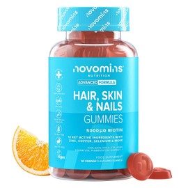 Hair Skin and Nails Vitamins | 60 Gummies | Biotin Hair Growth | Novomins