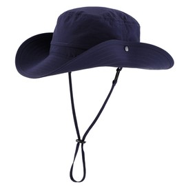 Connectyle - Sombrero impermeable para hombre con UPF 50+ para exteriores, para pesca, senderismo, Azul marino, Large