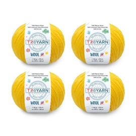 Troyarn Wool Jr (paquete de 4 madejas) 40% lana merina, 20% cachemira, 40% hilo acrílico, peso #1 hilo de punto suave y ganchillo para ganchillo y tejer (4 x 191 yardas) (11112 - amarillo)