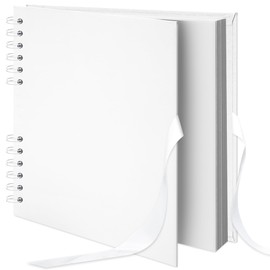 Remowith 20.5 x 20.5 cm 40 Pages DIY Scrapbook Photo Album Hardcover Kraft Blank Page Memory Book for Wedding Anniversary Family Baby White