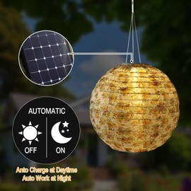 Lanterns Solar Outdoor, Pack of 2 25 cm Solar Lights for Outdoor, Lanterns, Solar Lights for Outdoor Hanging, Waterproof for Garden, Wedding, Church, Party Decoration - Warm Light