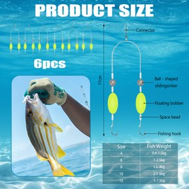 LETSHOLD Pack of 6 Double Hook Reverse Bottom Rig, Fishing Hook Set, Double Hook Rig for Inverted Bottom, Anti-Tangle Fishing Hook, Hook-Resistant Split Hook (#4, 0.4-1.5 kg)