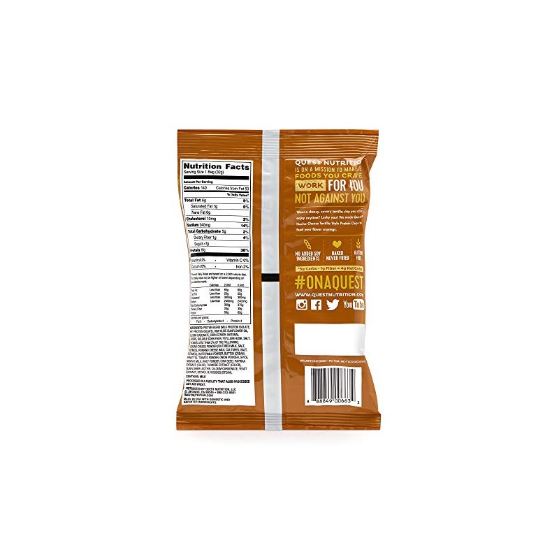 Quest Tortilla Style Protein Chips - Nacho Cheese (8 Bags)