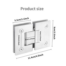 KEJJNYER 2 Pack Frameless Glass Shower Door Hinges 180 Degree, Glass to Glass Shower Door Hinges Brushed Nickel, 304 Stainless Steel Shower Doors Hardware Heavy Duty for 8mm-12mm