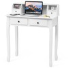 Byroce Small Writing Desk with Removable Hutch, 2-Tier Vanity Table