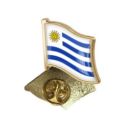 ZPDNURZL Uruguay Flag Wave Shape Pin 1 Inch Back Butterfly Buckle or Cylinder Buckle Brooch Patriotic Badge, 1x1inch, Metal Epoxy resin, epoxy resin