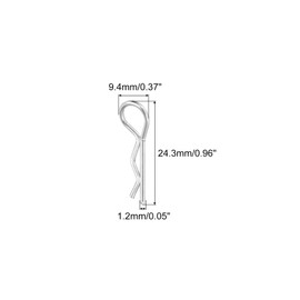 MECCANIXITY 10pcs 30-Degree Angle RC Body Clips Bent Springy R Pins 24.3x1.2x9.4mm for All 1/8 1/10 1/12 Scale Model RC Car Crawler Replacement(Silver)