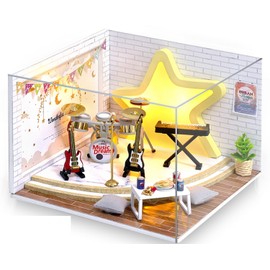 MuMuBoo, Dollhouse with Japanese Instruction Manual Included, Beginners, Handmade Miniature Kit, Miniature Furniture Kit, DIY, Wooden, LED Dustproof Display Cover Included (DREAM CATCHER)
