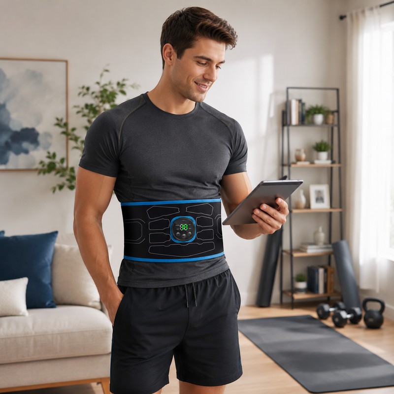 EMS Abdominal Muscle Stimulator Belt for Adult Fitness – Portable