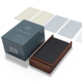 Mind Design Undated Daily Planner To Do List Notepads and Walnut Stand - 120 Checklist Cards, 10 Goal Cards - Perfect Note Pads for Work Desk or School - ADHD Office Accessories - Productivity Task Analog